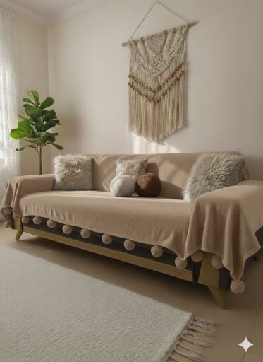 Ponponlu Koltuk Örtüsü