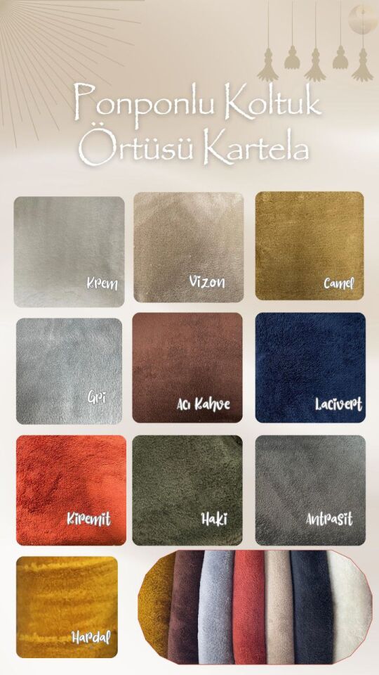 Tam Boy Ponponlu Koltuk Örtüsü