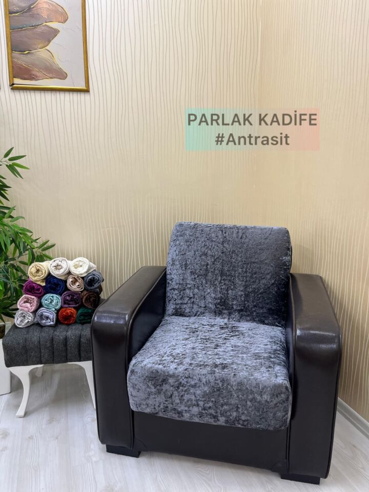 Parlak Kadife Kolsuz Tekli Koltuk Örtüsü