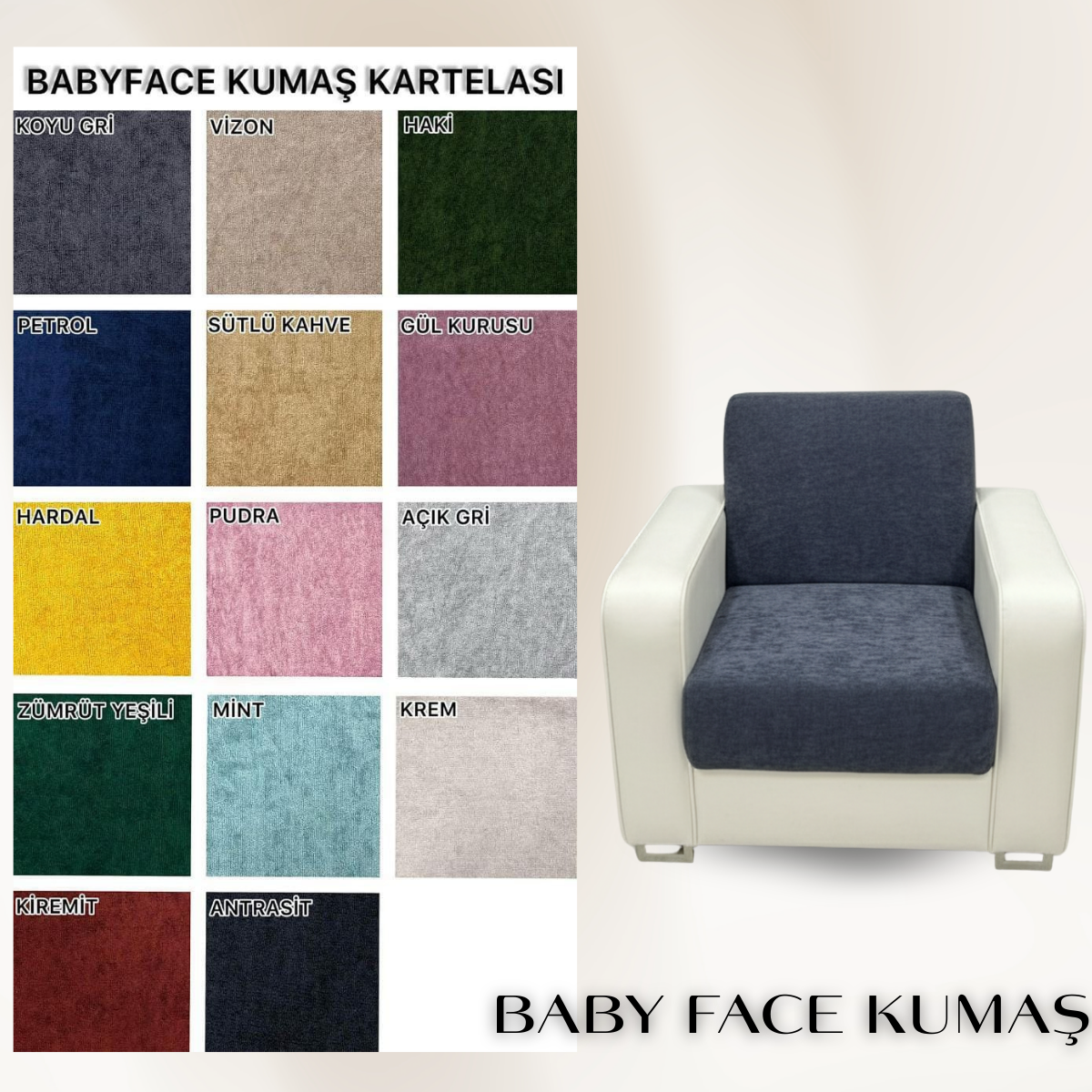 BABY FACE  Kolsuz Esnek Lastikli Tekli Koltuk Örtüsü