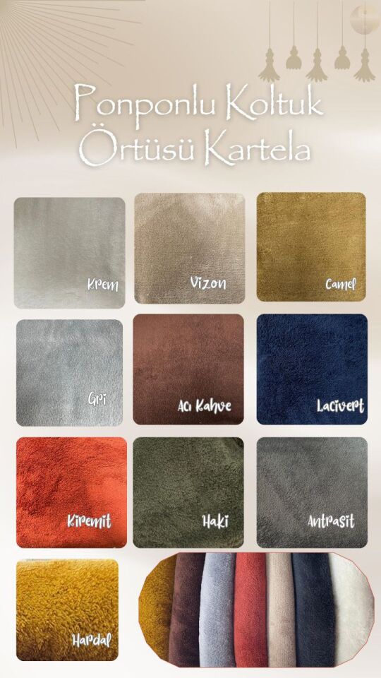 Oturma Yerine Ponponlu Koltuk Örtüsü