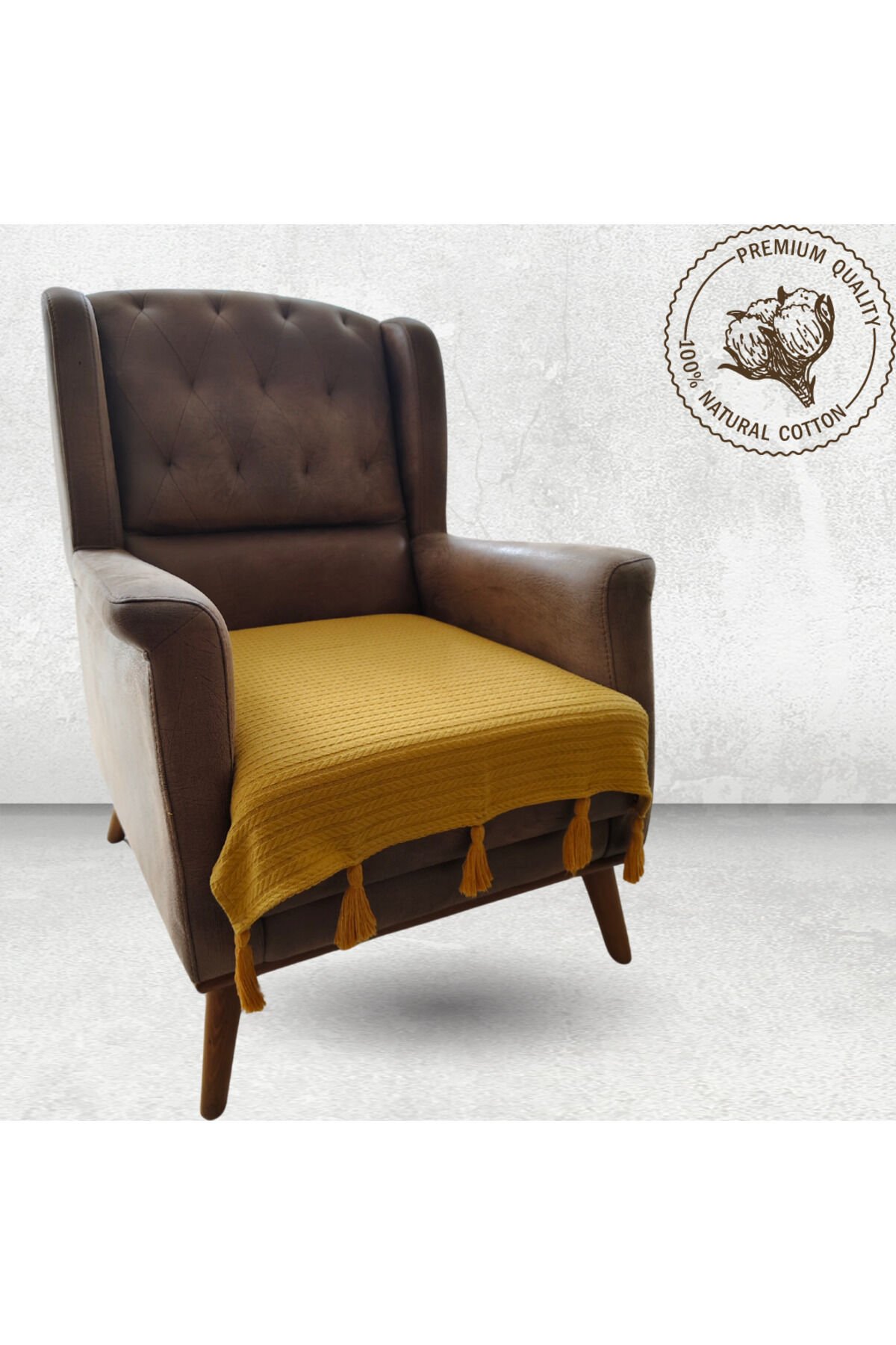 Püsküllü Tekli Koltuk Örtüsü - 70x90